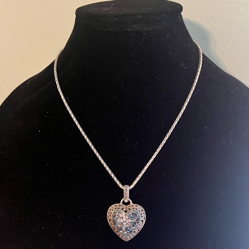 Brighton Crystal Voyage Necklace Silver Blue - Picture 2 of 5